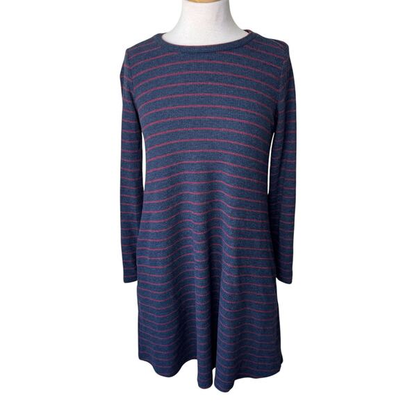 Toad&Co Foothill Long Sleeve Swing Dress True Navy Stripe Small - Picture 2 of 10